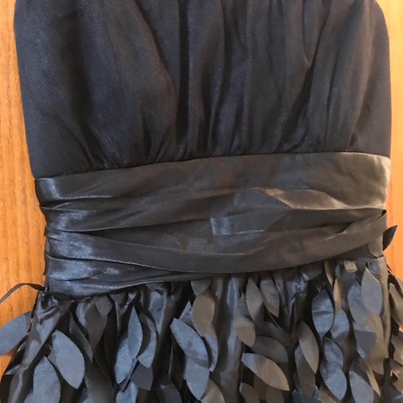 Strapless Black Feathery Cocktail Dress - Picture 2 of 3